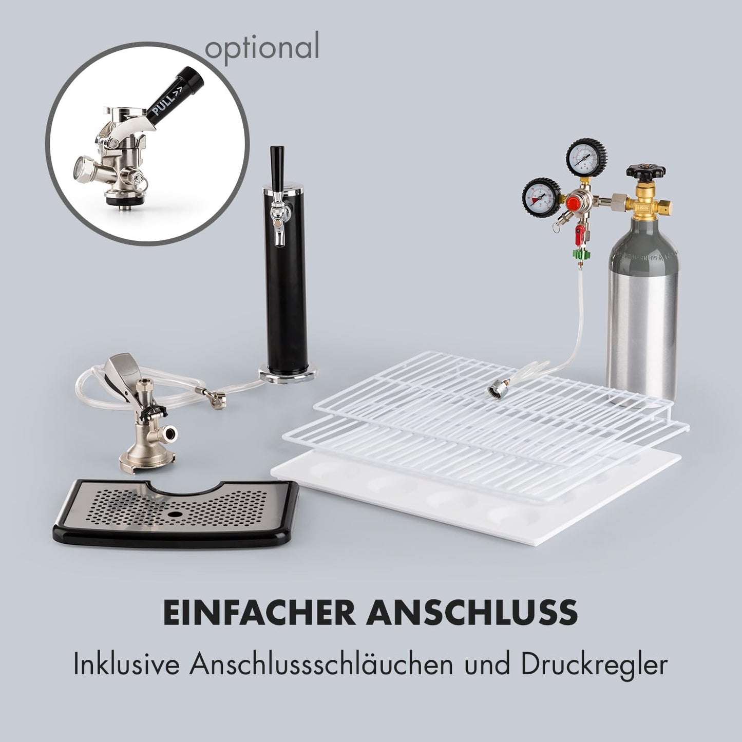 Klarstein Big Spender Bierfass-Kühlschrank 50 L CO2 Zapfanlage Temperaturregelung Rollen Graphitgrau